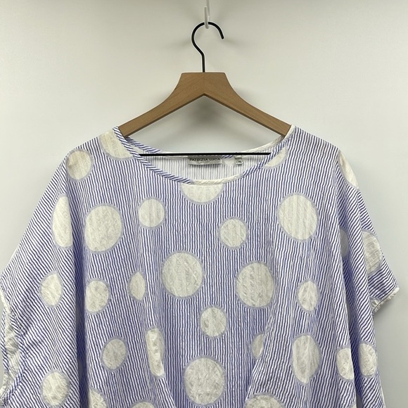 Patrizia Luca Dot Striped Oversized Cocoon Short Sleeve Shirt Lagenlook L/XL - Picture 5 of 12